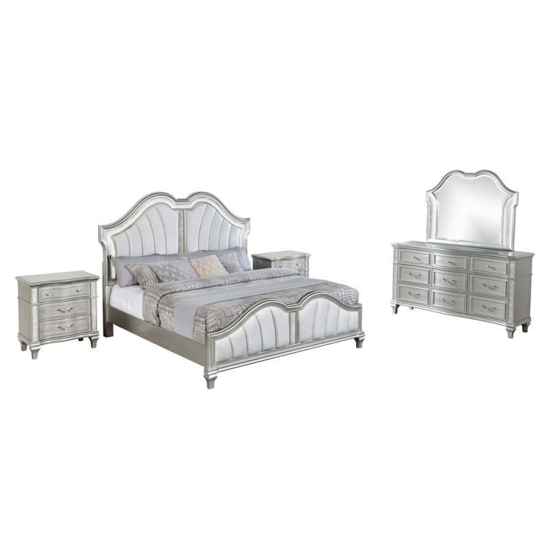 5 Piece Silver Queen Panel Bedroom Set