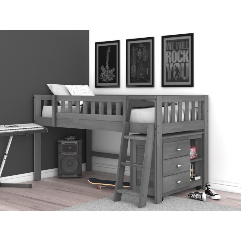 Os Home And Office Model 83204-22 Charcoal Gray Twin Low Loft With Chest