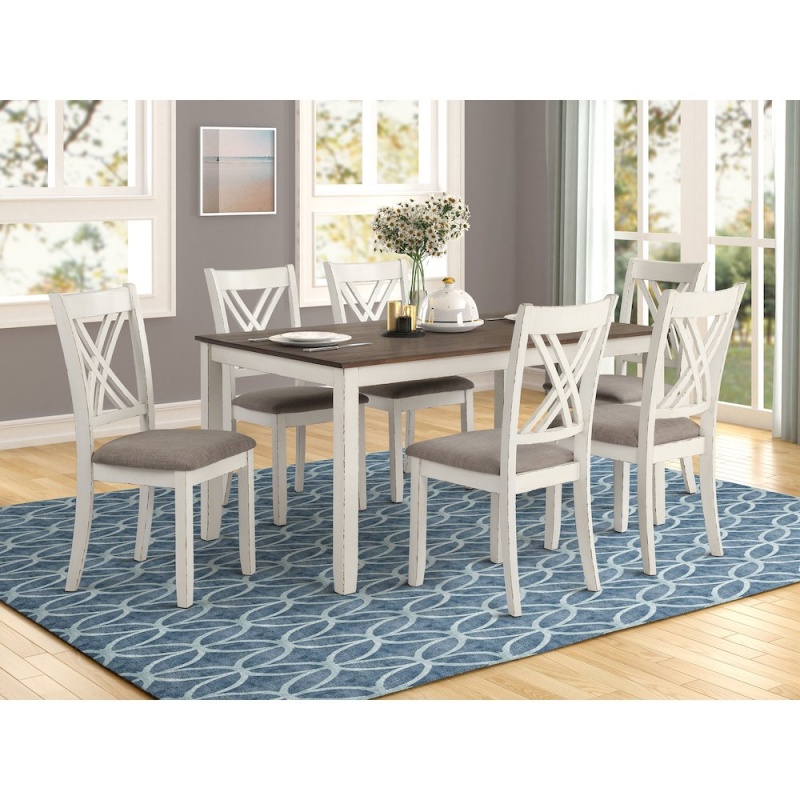 Fortress 7-Piece Rectangular Dining Set Vintage Vanilla