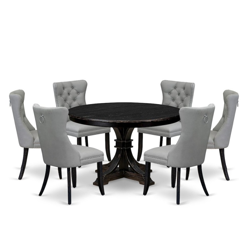 7 Piece Dining Table Set with 48" Round Table