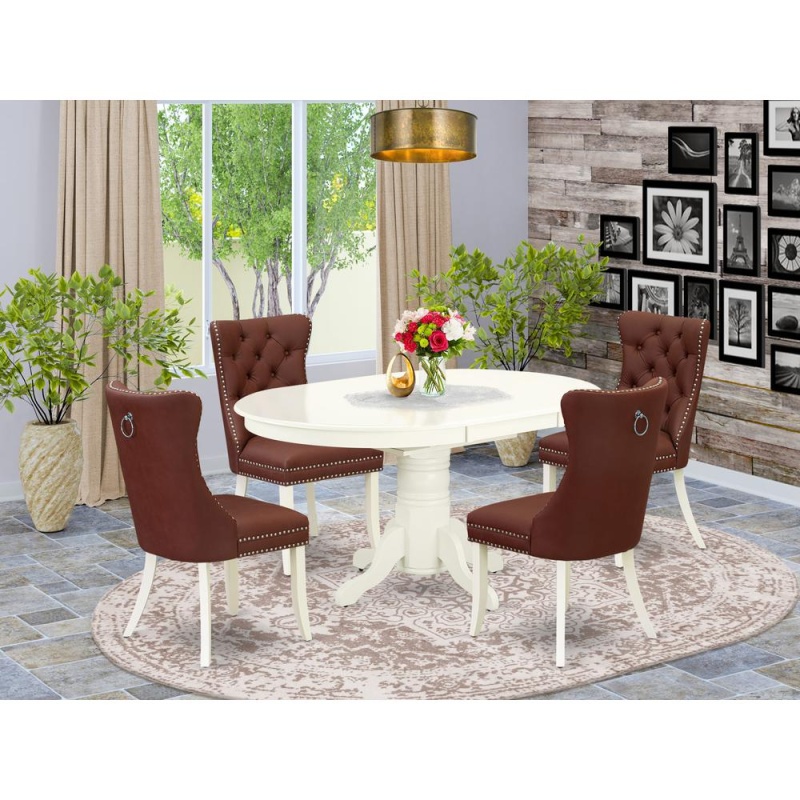 5 Piece Dining Room Furniture Set Consists Of An Oval Dining Table