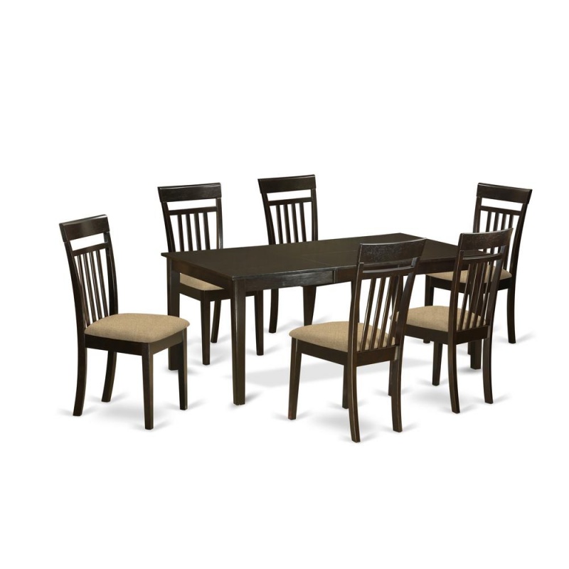 7 Pc Formal Dining Room Set with Leaf and 6 Dining Chairs