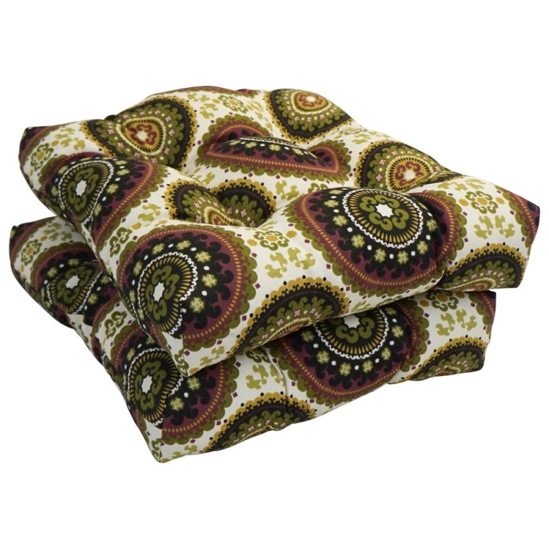 16-Inch Spun Polyester Outdoor Square Tufted Chair Cushion