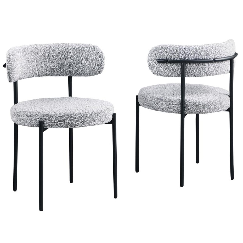 Drexel Boucle Fabric Gray Dining Chairs (Set Of 2)