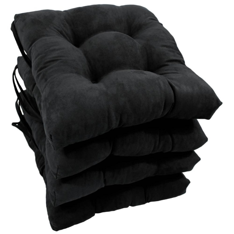 16-Inch Solid Micro Suede Square Tufted Chair Cushions (Set of 4)
