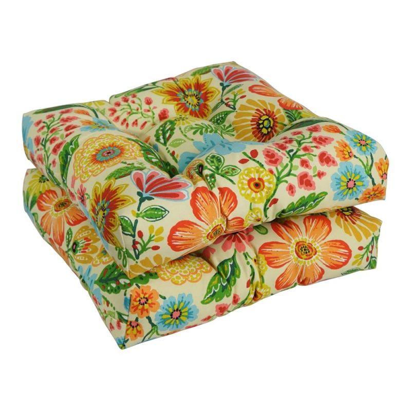 19-Inch Squared Patterned Spun Polyester Tufted Dining Chair Cushions (Set Of 2) 94005-2Ch-Reo-60