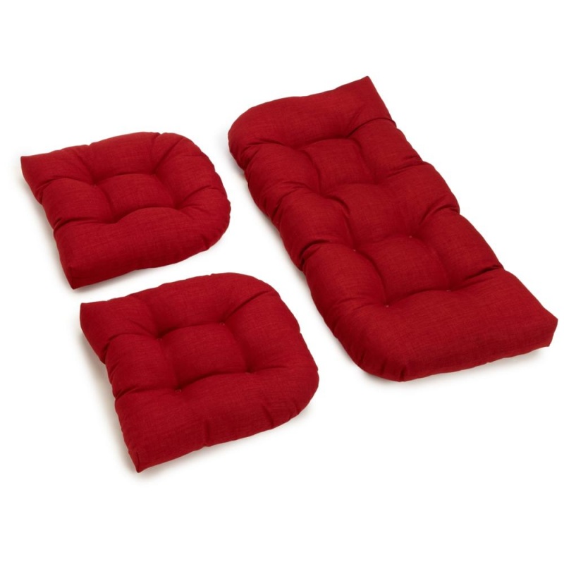 U-Shaped Spun Polyester Tufted Settee Cushion Set (Set of 3)