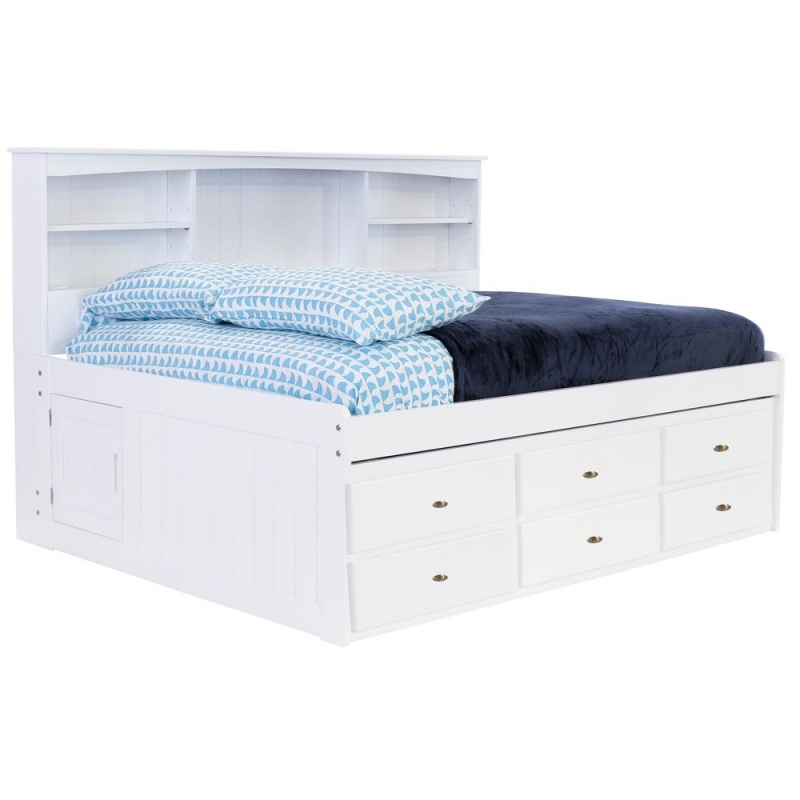 Os Home And Office Furniture Model Solid Pine Full Bookcase Daybed With 6 Drawers In Casual White
