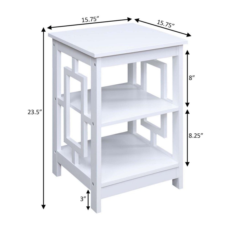Town Square End Table With Shelves, White