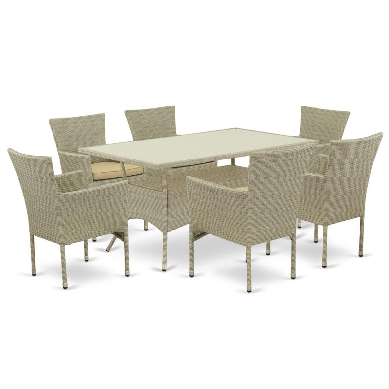Wicker Patio Set Natural Linen