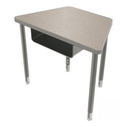 Snap Desk Configurable Student Desking - Small Trap - Fusion Maple Top Surface And Black Edgeband - Black Horseshoe Legs - No Bookbox