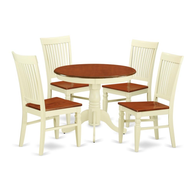 East West Furniture Dining Room Set in Buttermilk & Cherry