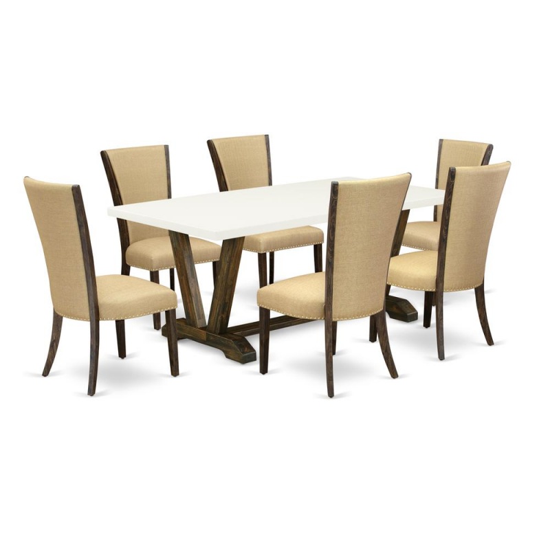 East West Furniture 7Pc Dinette Set for Small Spaces
