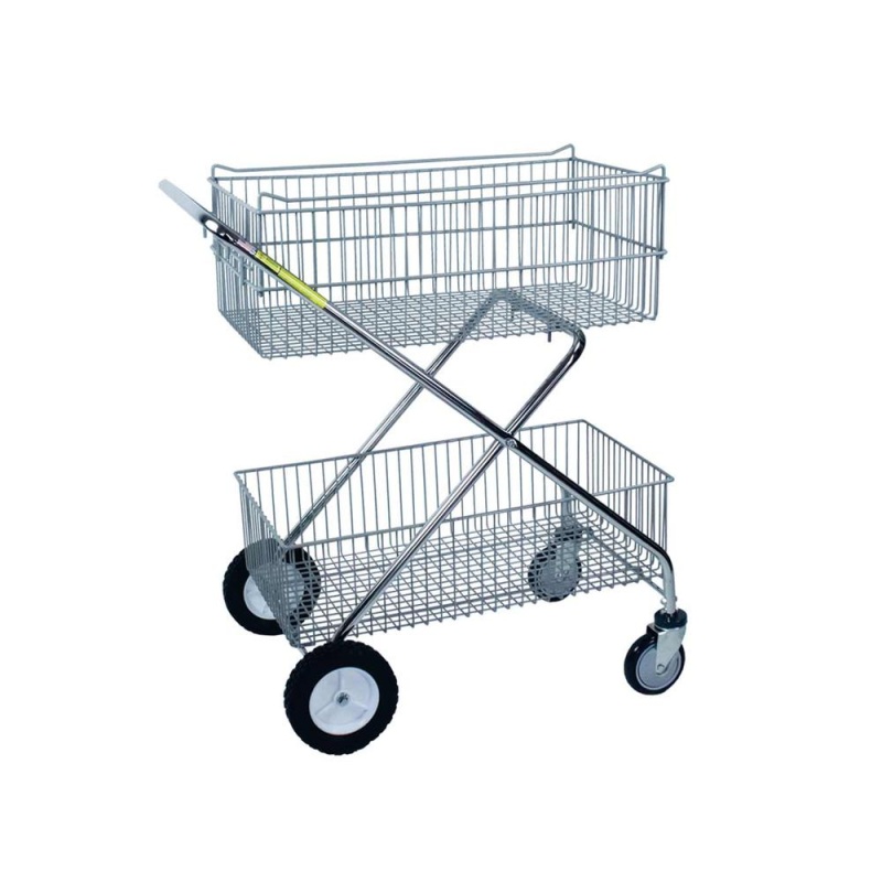 R&B Wire™ Deluxe Double Basket Wire Utility Mail Cart