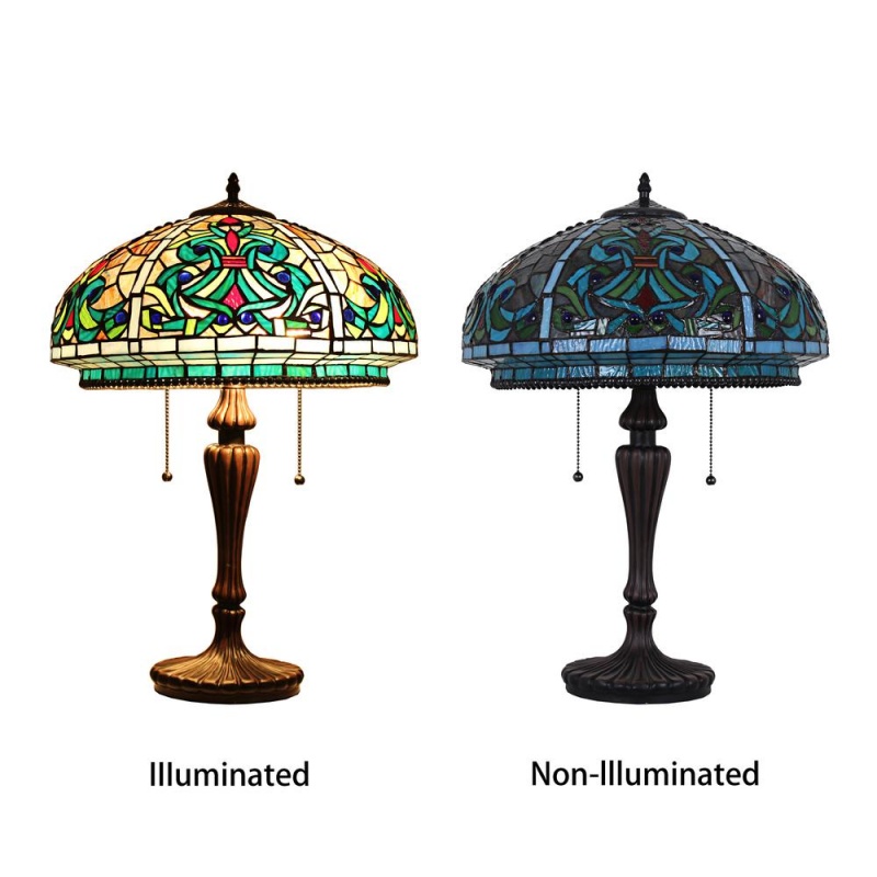 Chloe Lighting Doloris Tiffany-Style Victorian Stained Glass Table Lamp, 17" Width