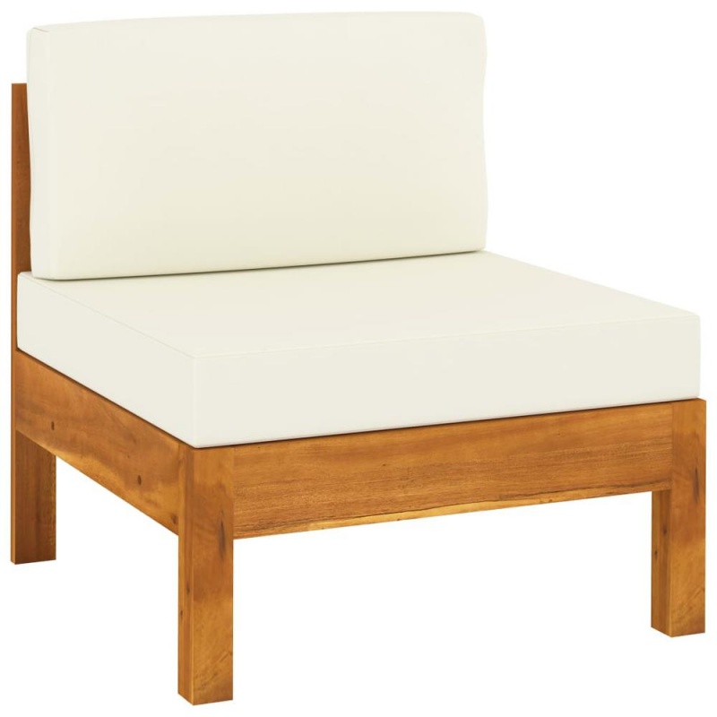 Vidaxl Middle Sofa With Cream White Cushions Solid Acacia Wood 0646