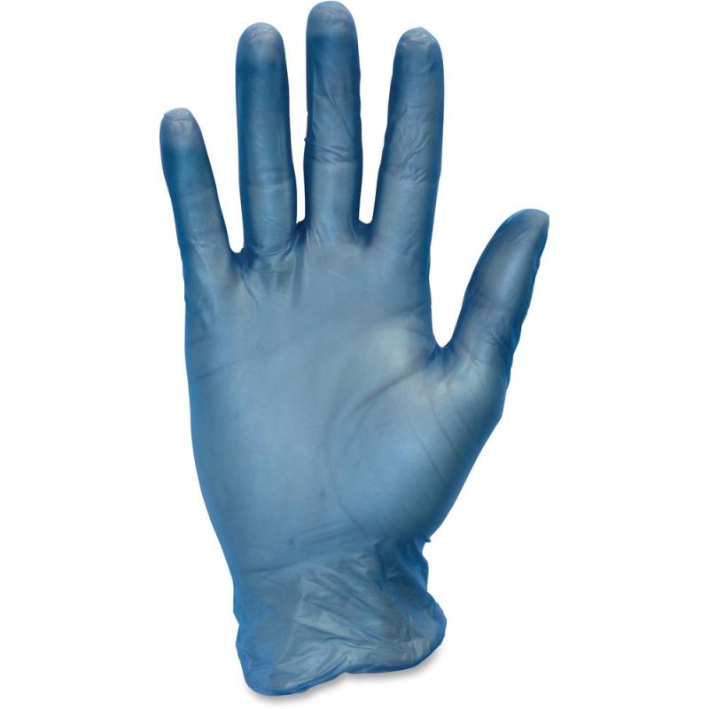 Safety Zone General-Purpose Vinyl Gloves - Large Size - For Right/Left Hand - Blue - Powder-Free, Latex-Free, Comfortable, Silicone-Free, Allergen-Free, Dinp-Free, Dehp-Free, Durable, Durable - For Fo