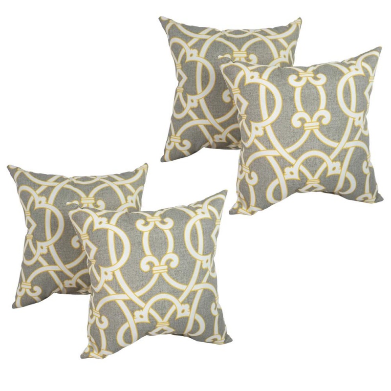 Blazing Needles Outdoor Spun Polyester Throw Pillows (Set Of 4)