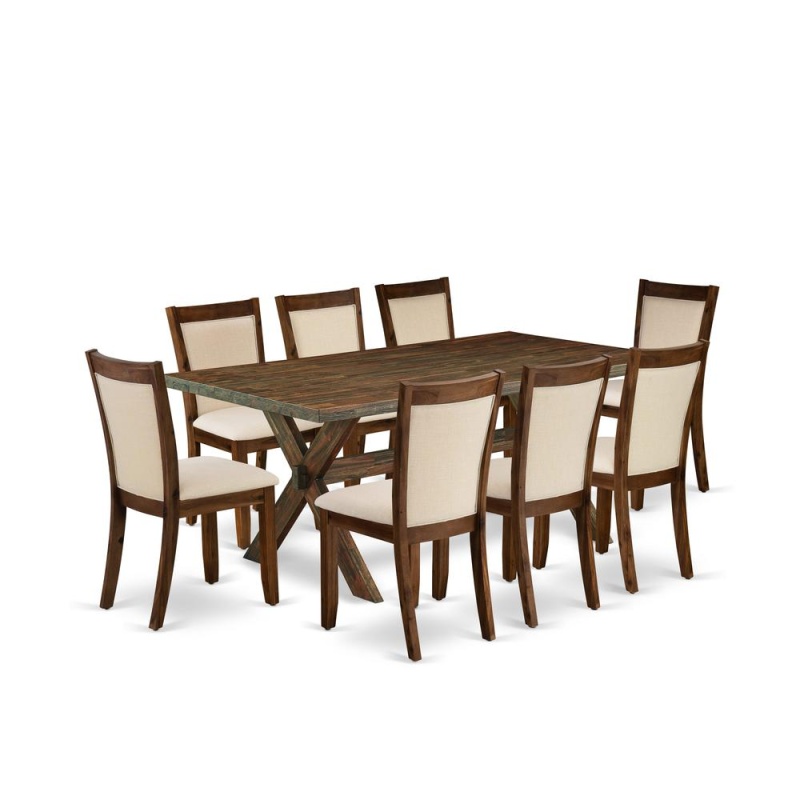 9-Pc Kitchen Table Set with 8 Linen Chairs