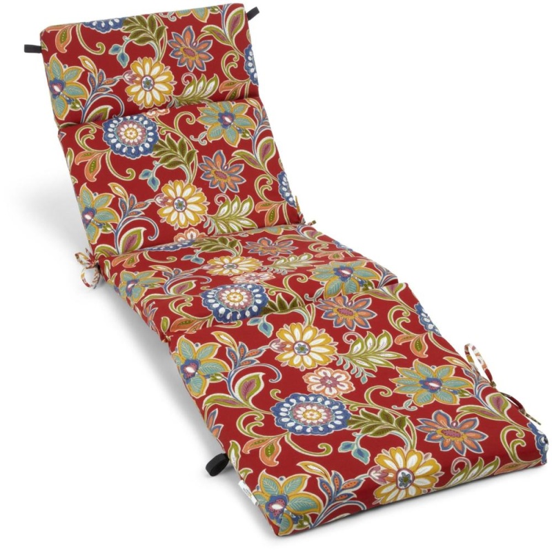 72-Inch By 24-Inch Patterned Polyester Outdoor Chaise Lounge Cushion