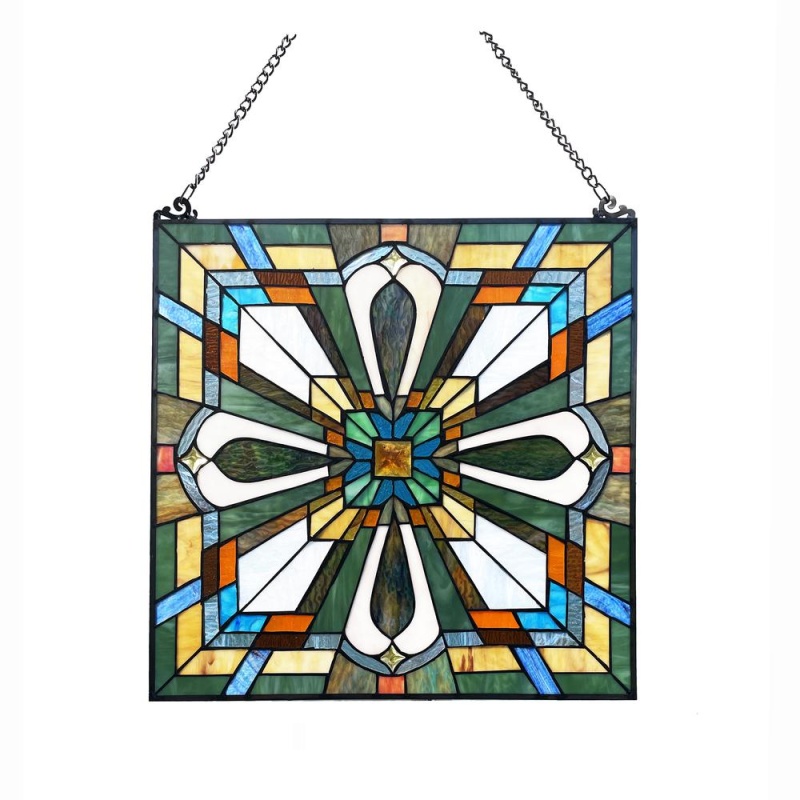 Chloe Lighting Archie Mission-Style Stained Glass Window Panel 20" Wide