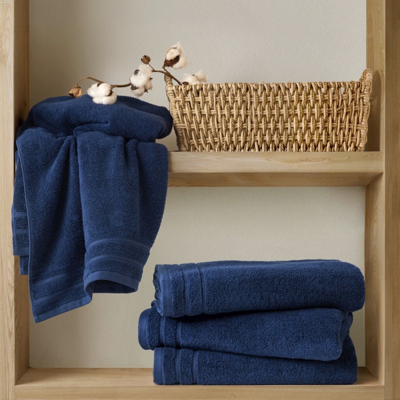 Quick Dry 100% Cotton Towel Set, Indigo Color