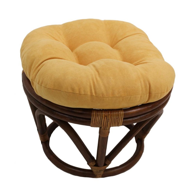 18-Inch Round Solid Micro Suede Tufted Footstool Cushion