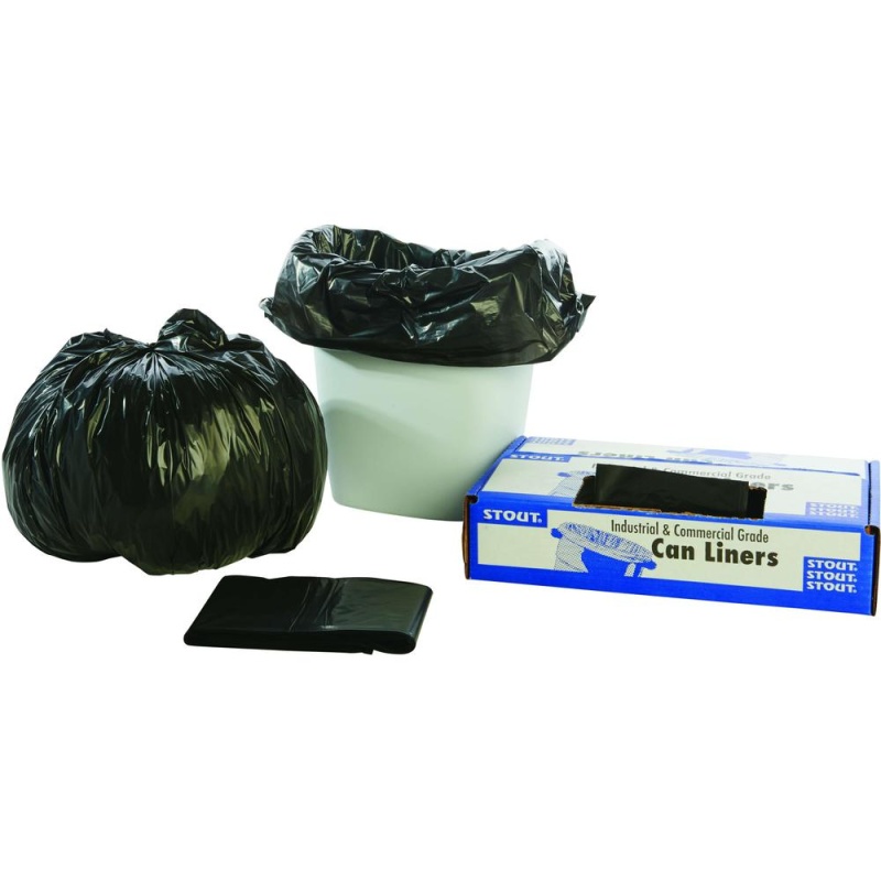 Stout Recycled Content Trash Bags - 10 Gal/55 Lb Capacity - 24" Width X 24" Length - 1 Mil (25 Micron) Thickness - Brown - Resin - 250/Carton - Recycled