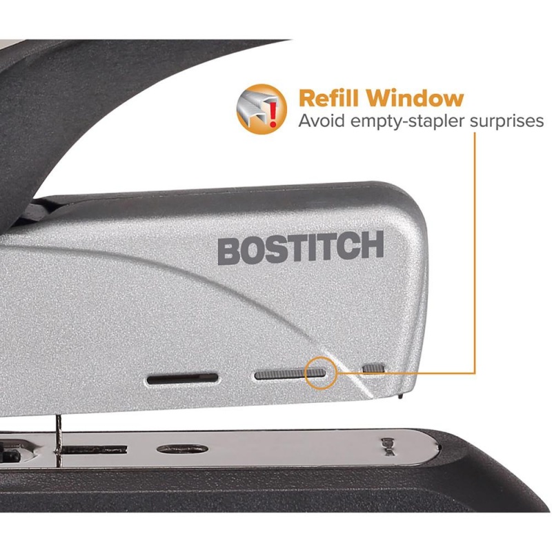 Bostitch Spring-Powered Antimicrobial Heavy Duty Stapler - 65 Sheets Capacity - 500 Staple Capacity - 5/16" , 3/8" Staple Size - Black, Gray