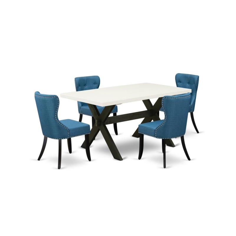 East West Furniture 5-Piece Dining Room Table Set