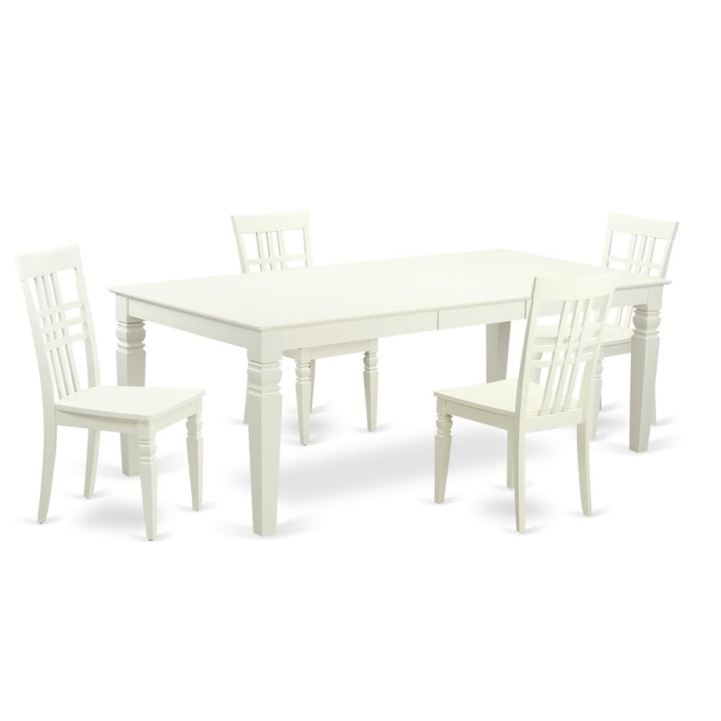 5 Pc Dining Room Set With A Table And 4 Dining Chairs In Linen White