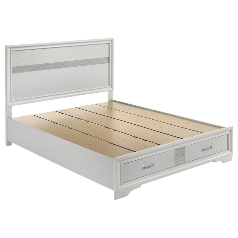 Miranda 51-Inch Wood Queen Storage Panel Bed White