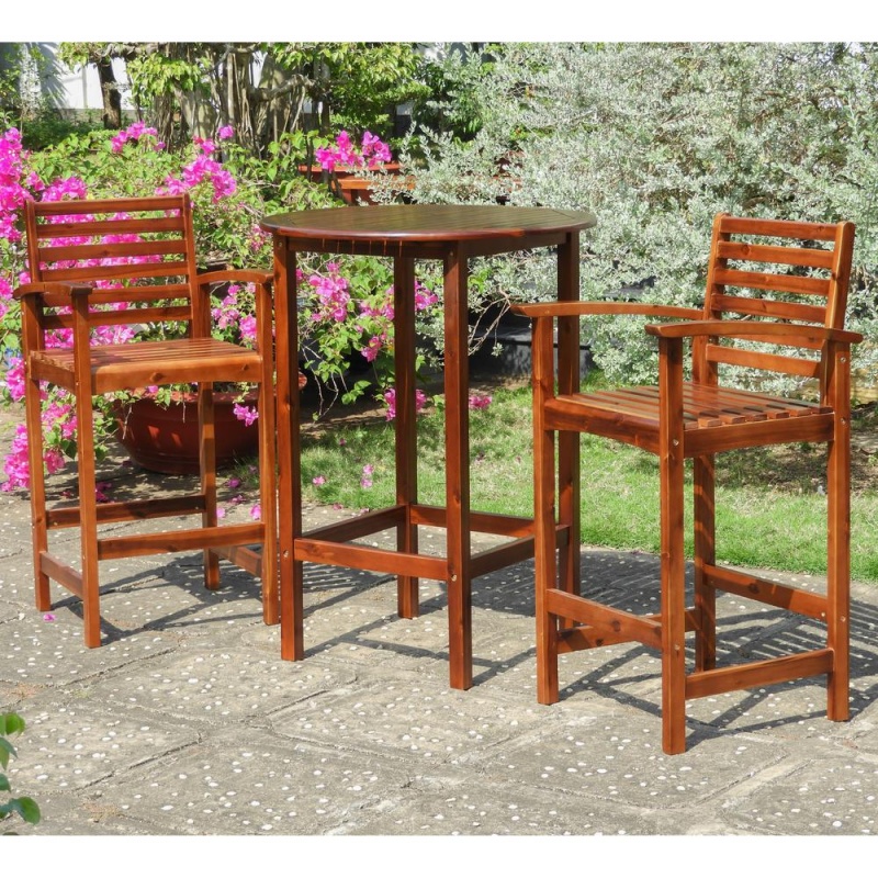 Highland Outdoor Bar Height Bistro Set, Stain