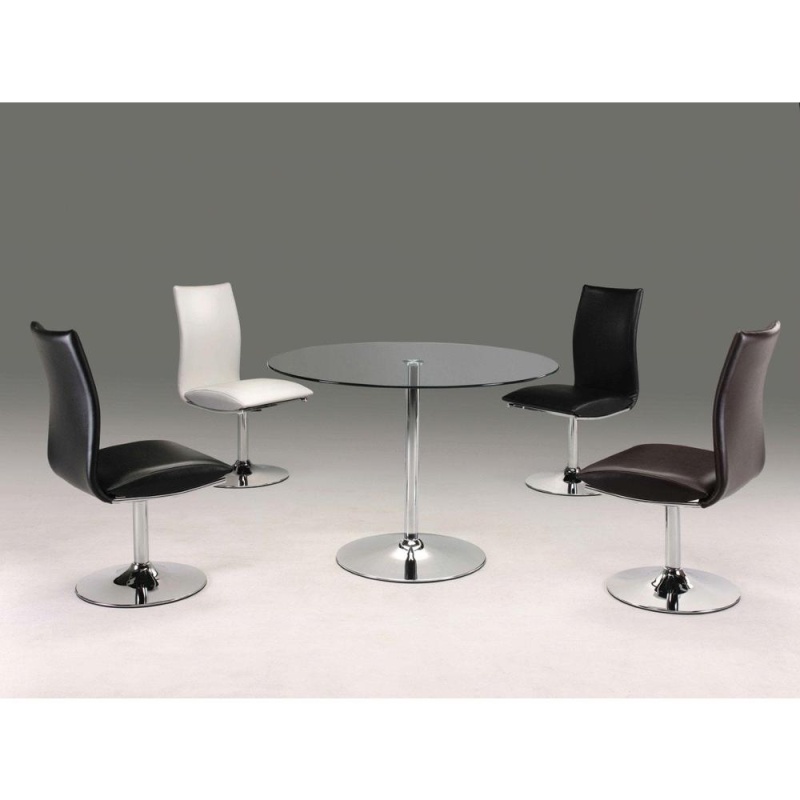 Swivel D Chair, Black PU Chrome Base, Set of 2