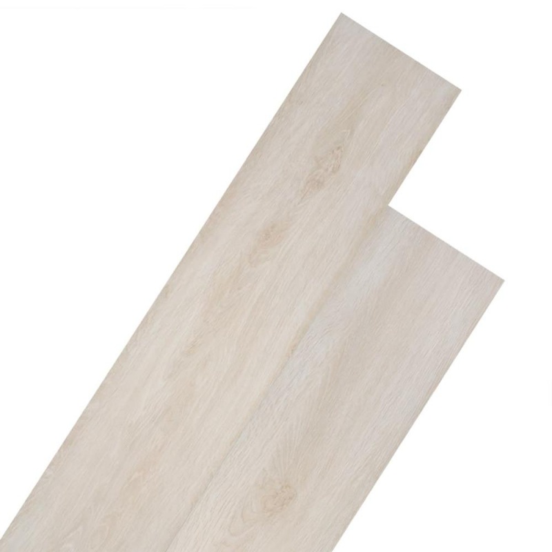 Vidaxl Self-Adhesive Pvc Flooring Planks 54 Ftâ² 0.08" Oak Classic White