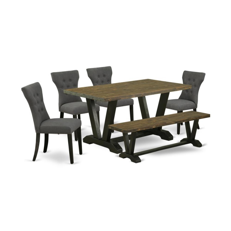 East West Furniture 6-Pc Dark Gotham Grey Dining Set