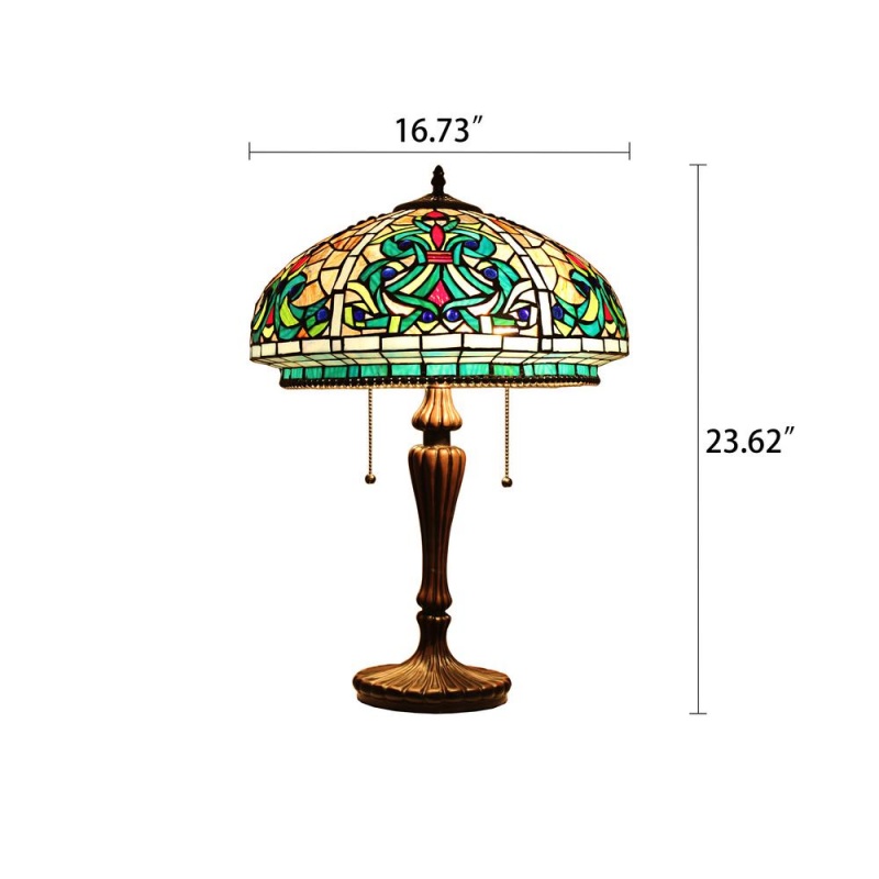 Chloe Lighting Doloris Tiffany-Style Victorian Stained Glass Table Lamp, 17" Width