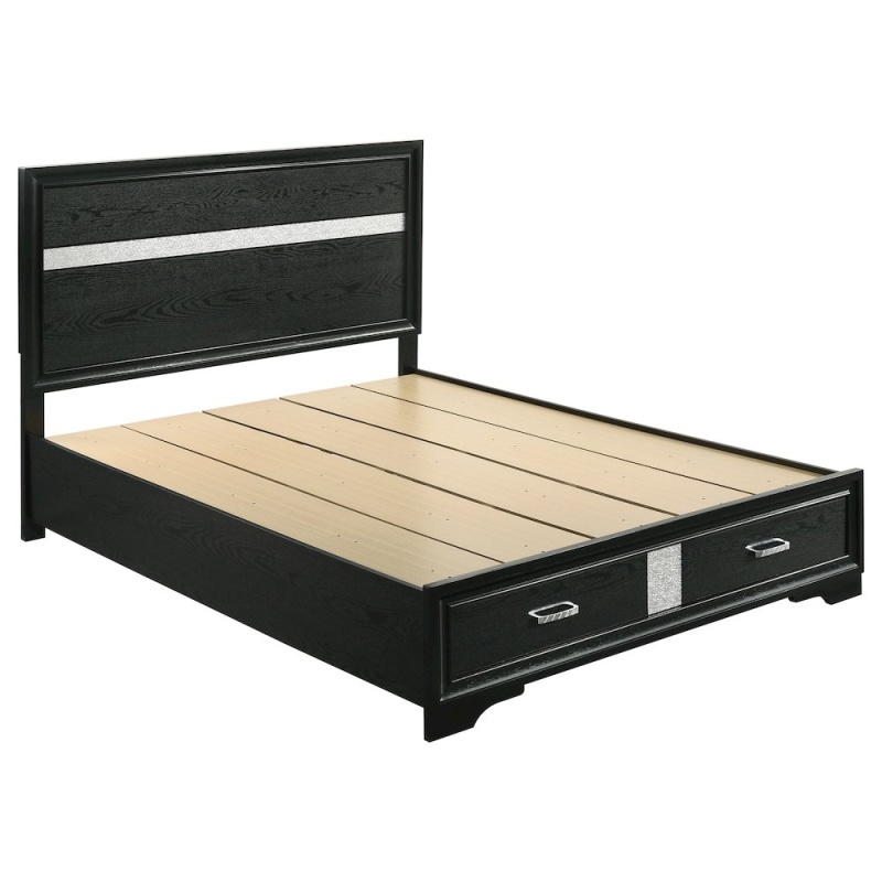Miranda 51-Inch Wood Queen Storage Panel Bed Black