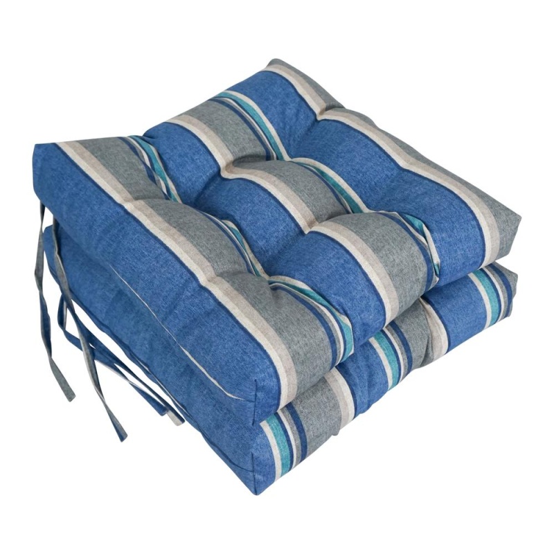 16-Inch Spun Polyester Patterned Outdoor Square Tufted Chair Cushion