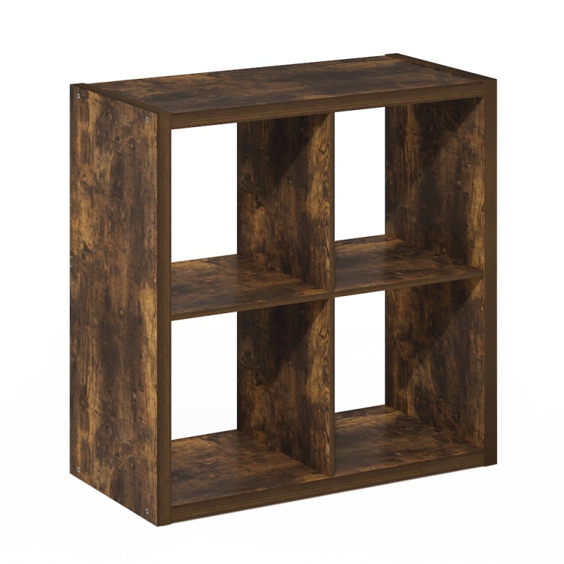 Cubicle Open Back Decorative Cube Storage Organizer, 4-Cube, Amber Pine