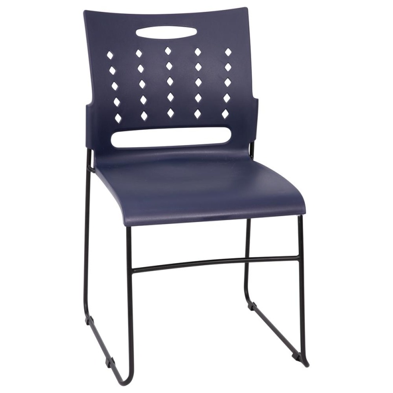 Flash Furniture 881 Lb. Capacity Navy Sled Base Stack Chair With Air-Vent Back