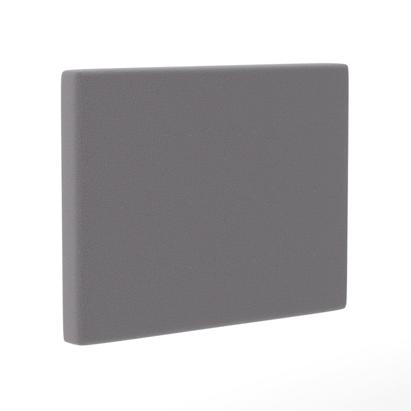 Upholstered Twin Headboard With Two Power Outlets, USB Port, Gray