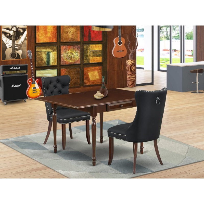 3 Piece Dinette Set with Rectangle Kitchen Table and Dropleaf