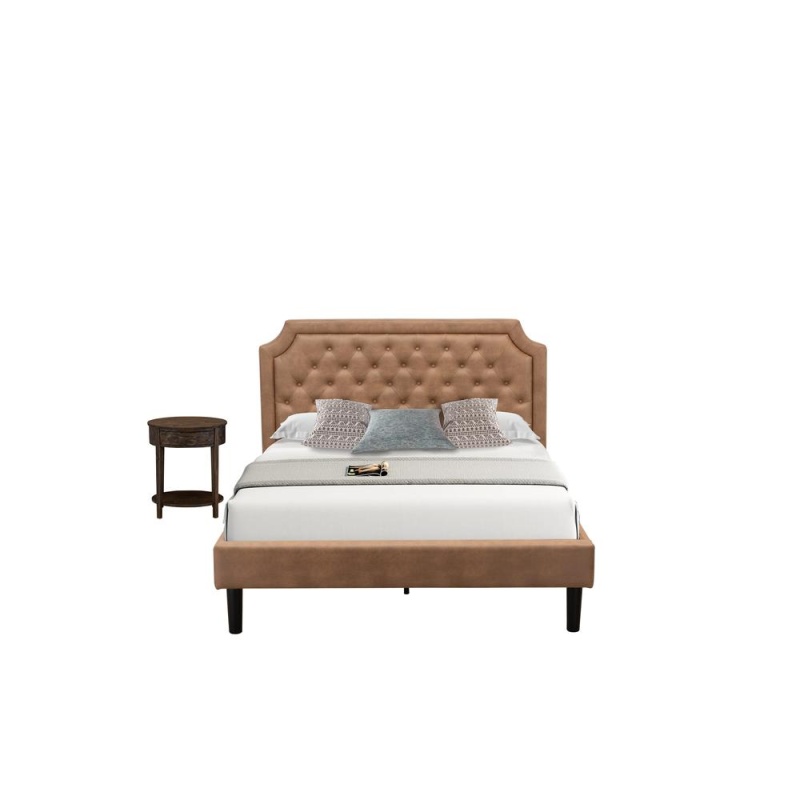 2-Pc Platform Bedroom Set with Mid Century Bed