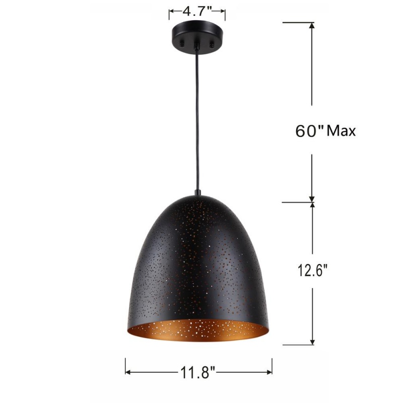 Ironclad Farmhouse 1 Light Textured Black & Gold Mini Ceiling Pendant 12" Wide
