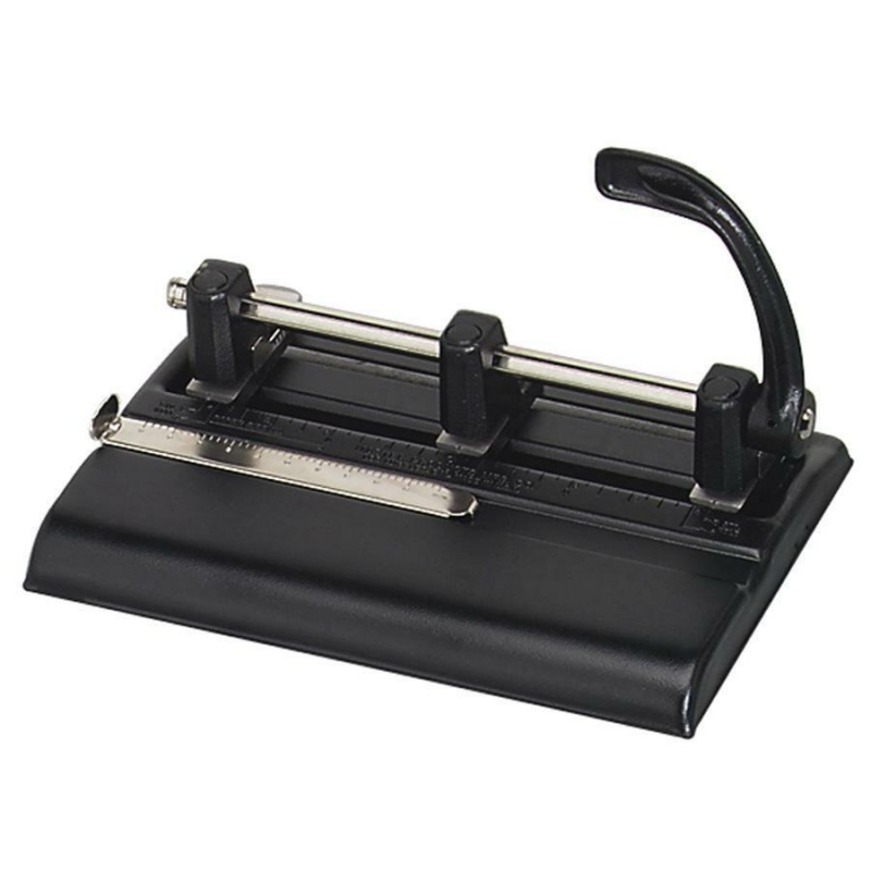 Master 1325B Hole Punch - 3 Punch Head(S) - 40 Sheet Of 20Lb Paper - 9/32" Punch Size - Round Shape - Black