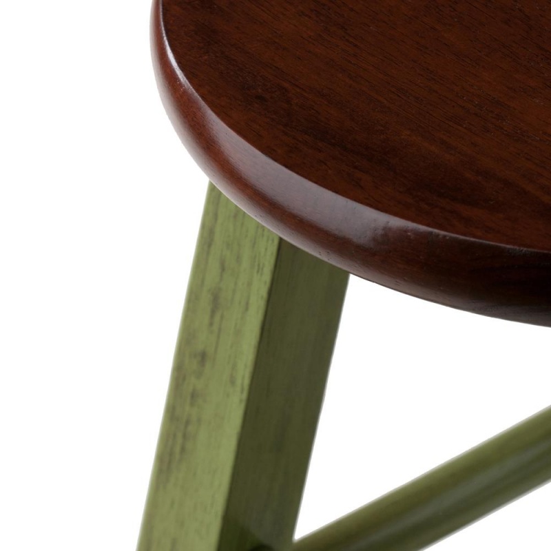 Ivy 24" Counter Stool Rustic Green W/ Walnut Seat