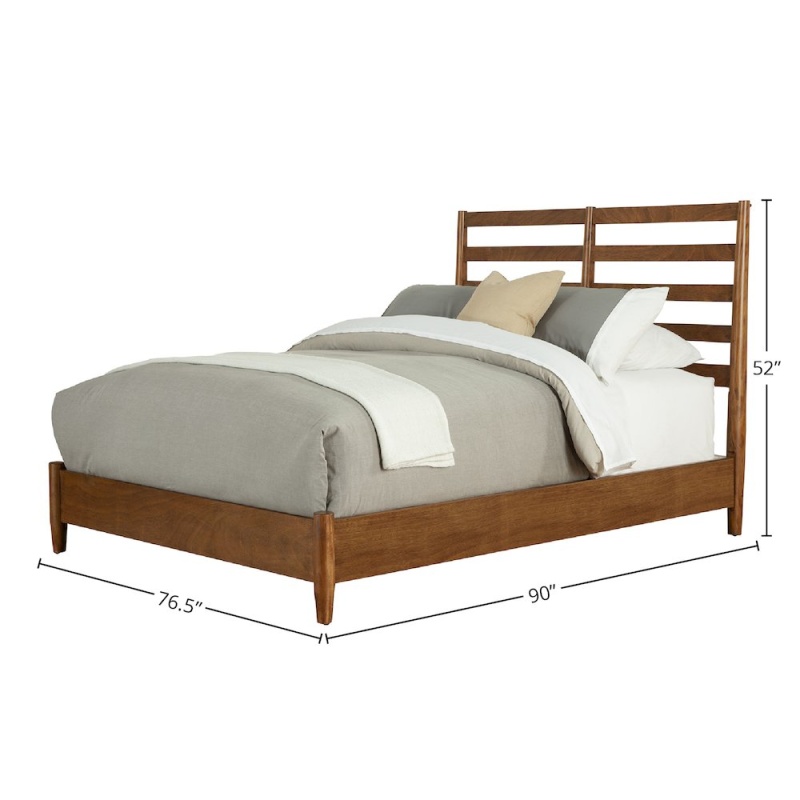 Flynn Retro California King Bed with Slat Back Headboard, Acorn