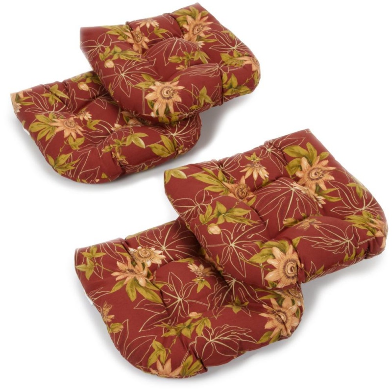 19-Inch U-Shaped Spun Polyester Outdoor Tufted Dining Chair Cushions (Set Of 4)