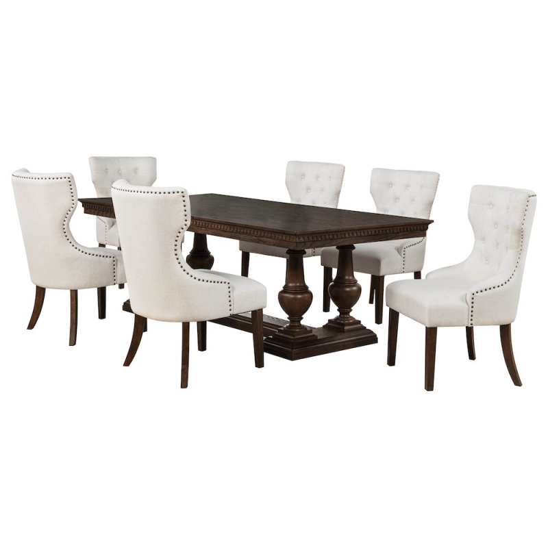 Ridgewell 7-Piece Rectangular Trestle Dining Set Dark Oak
